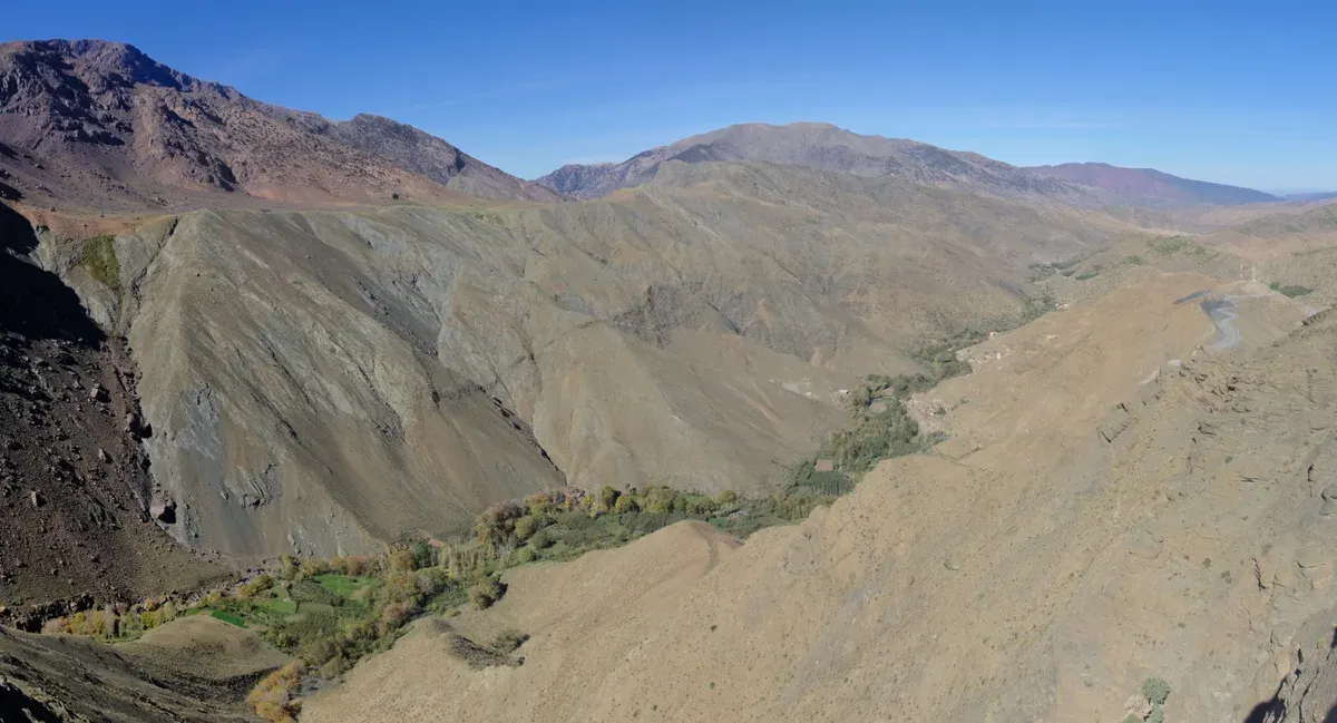 The road over the Tizi n'Tichka pass in the High Atlas on a Morocco tour package, Tizi n'Tichka pass, Morocco
